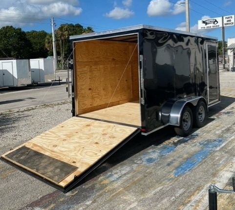 Douglas Trailers 7x14 TA Trailer - Black, Rear Ramp, Side Door - Image 7