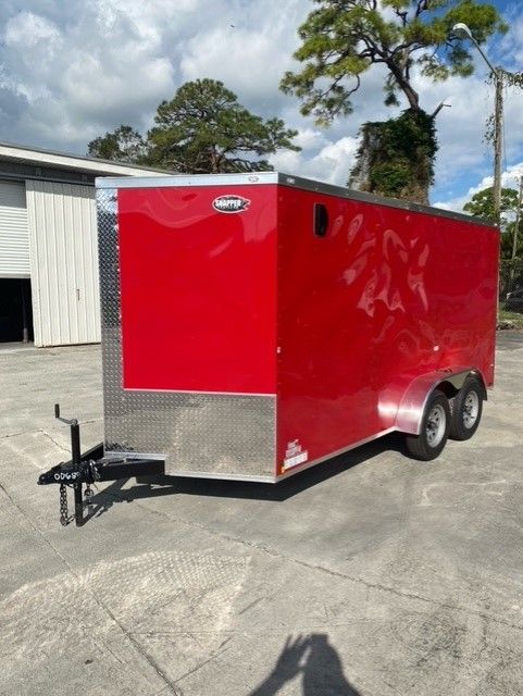 Douglas Trailers 7x14 TA Trailer - Red, Ramp, Side Door - Image 2