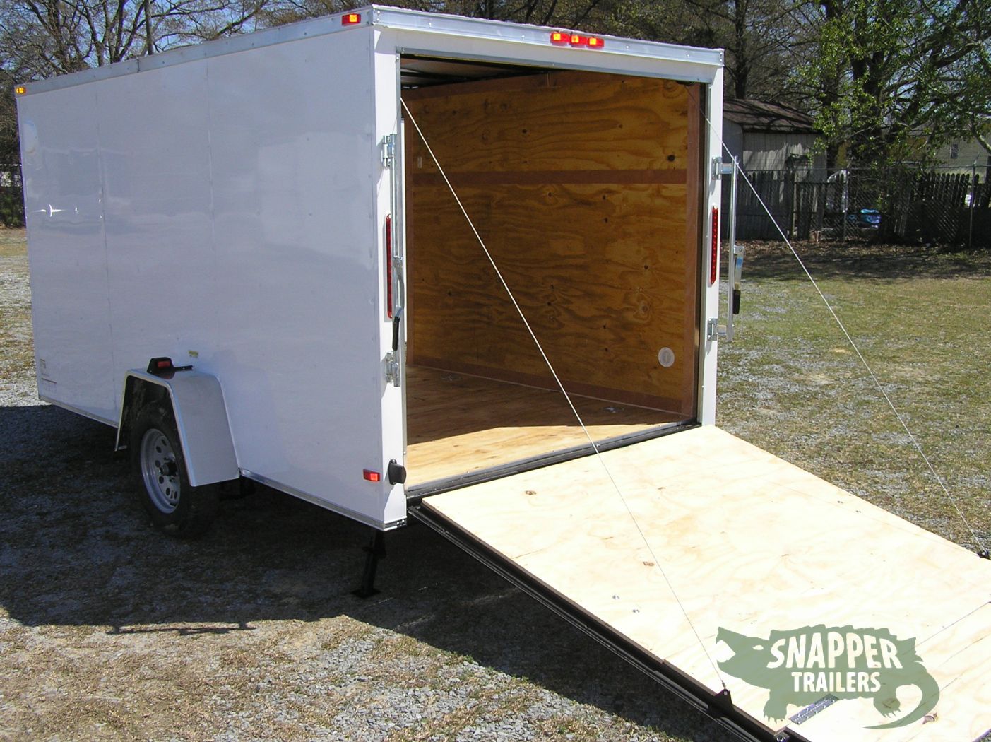 South Georgia Cargo Custom 7x12 SA Trailer - White, Ramp, Side Door, Side Vents, Stabilizer Jacks, D-Rings - Image 4