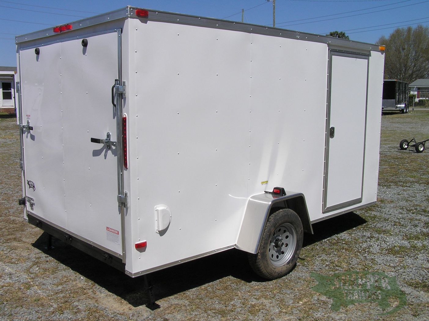South Georgia Cargo Custom 7x12 SA Trailer - White, Ramp, Side Door, Side Vents, Stabilizer Jacks, D-Rings - Image 9