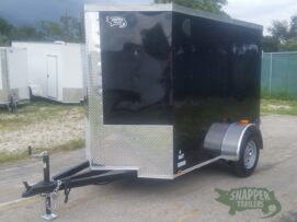 Alternative view of Quality Cargo 5x8 SA Trailer - Black, Double Doors, Side Door, Side Vents, Extended Tongue, Extra Height, Spare Mount