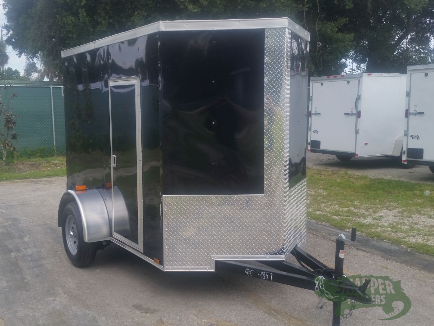 Quality Cargo 5x8 SA Trailer - Black, Double Doors, Side Door, Side Vents, Extended Tongue, Extra Height, Spare Mount - Image 13