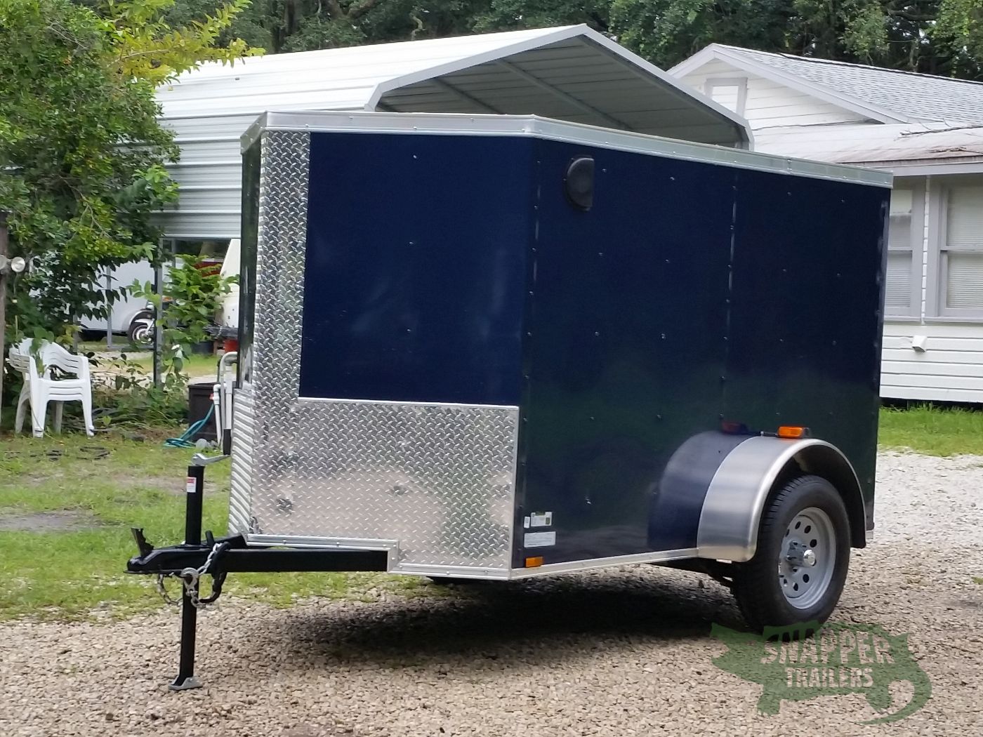 Quality Cargo 5x8 SA Trailer - Blue, Ramp, Side Door, Side Vents - Image 2