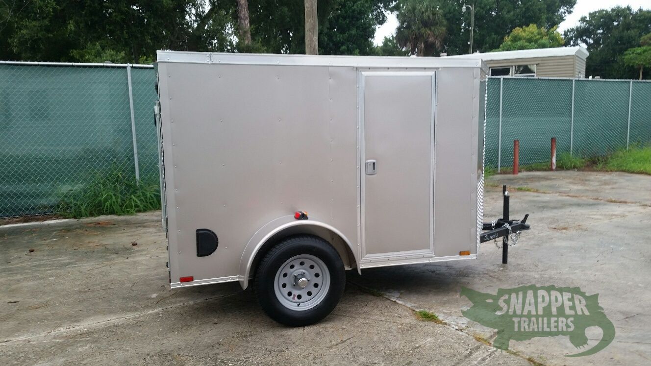 Quality Cargo 5x8 SA Trailer - Champagne, Ramp, Side Door, Side Vents