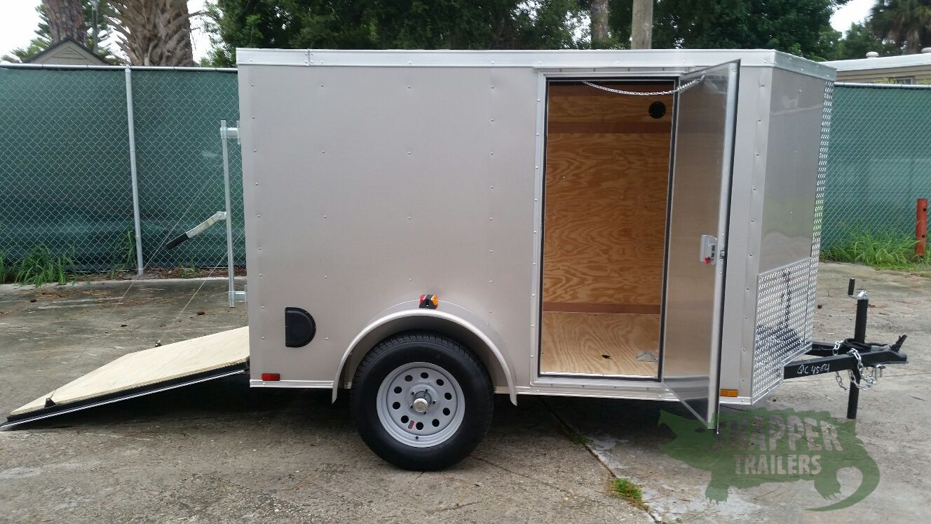 Quality Cargo 5x8 SA Trailer - Champagne, Ramp, Side Door, Side Vents - Image 10