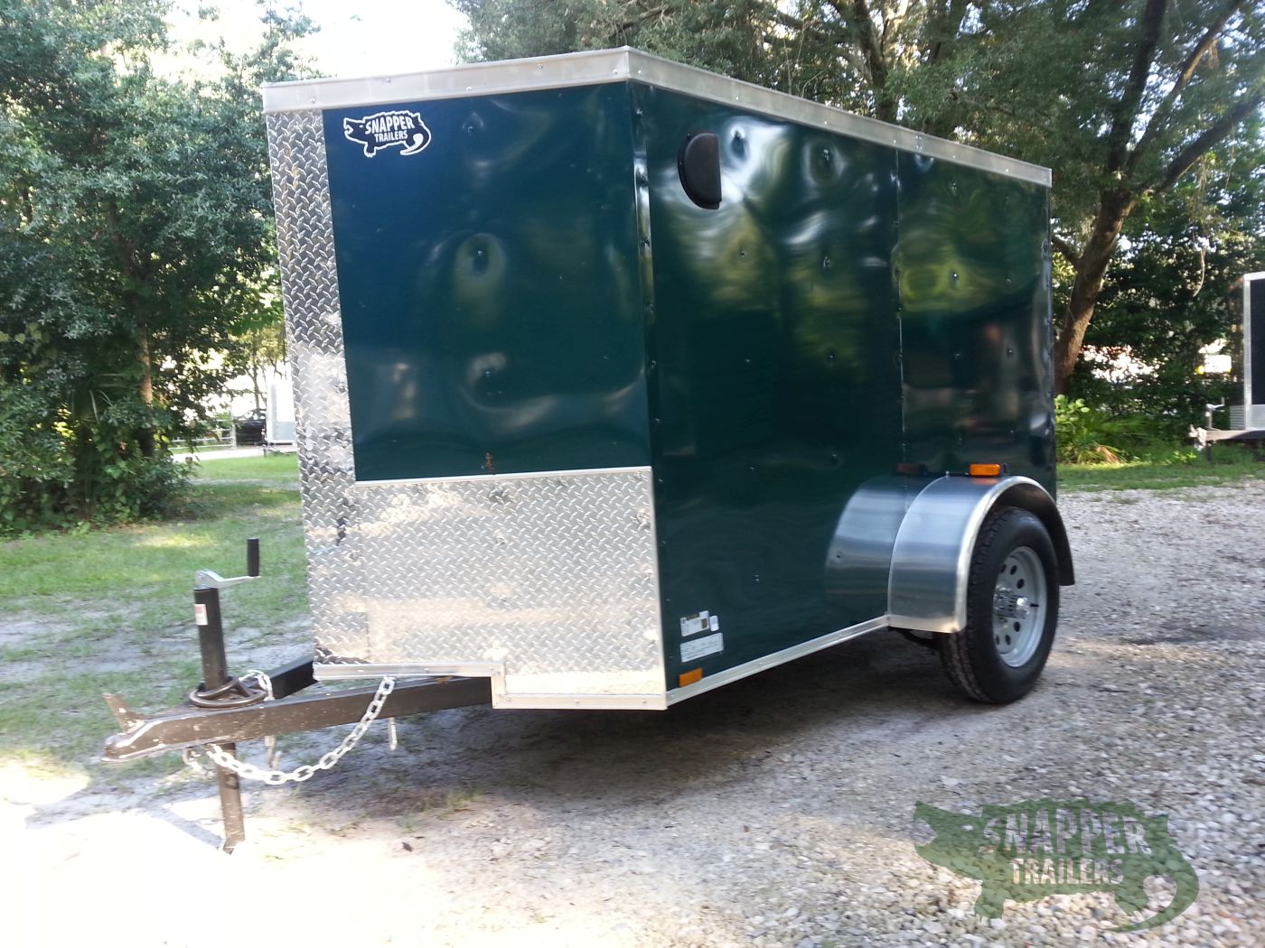Quality Cargo 5x8 SA Trailer - Green, Ramp, Side Door, Side Vents - Image 2