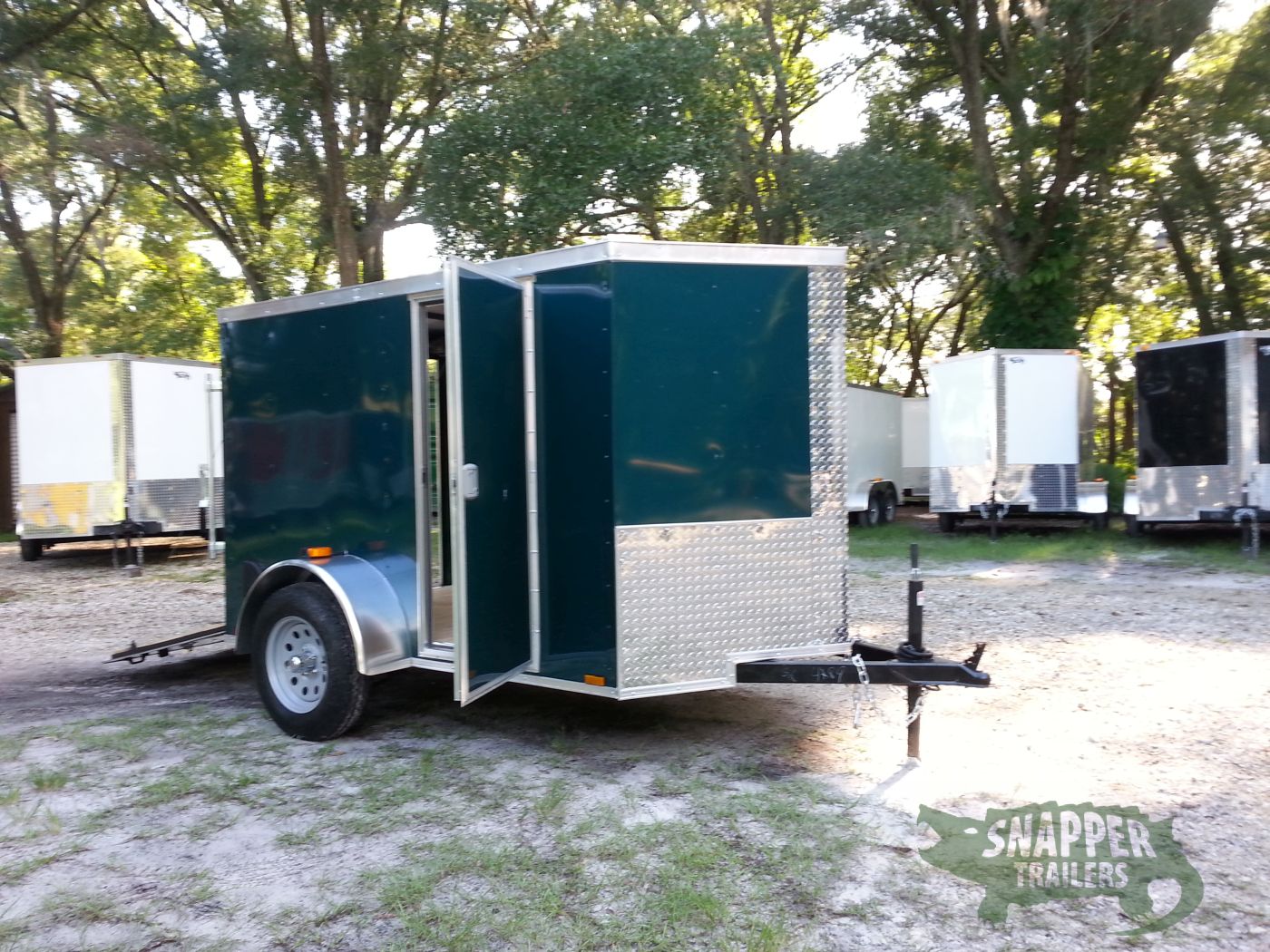Quality Cargo 5x8 SA Trailer - Green, Ramp, Side Door, Side Vents - Image 13