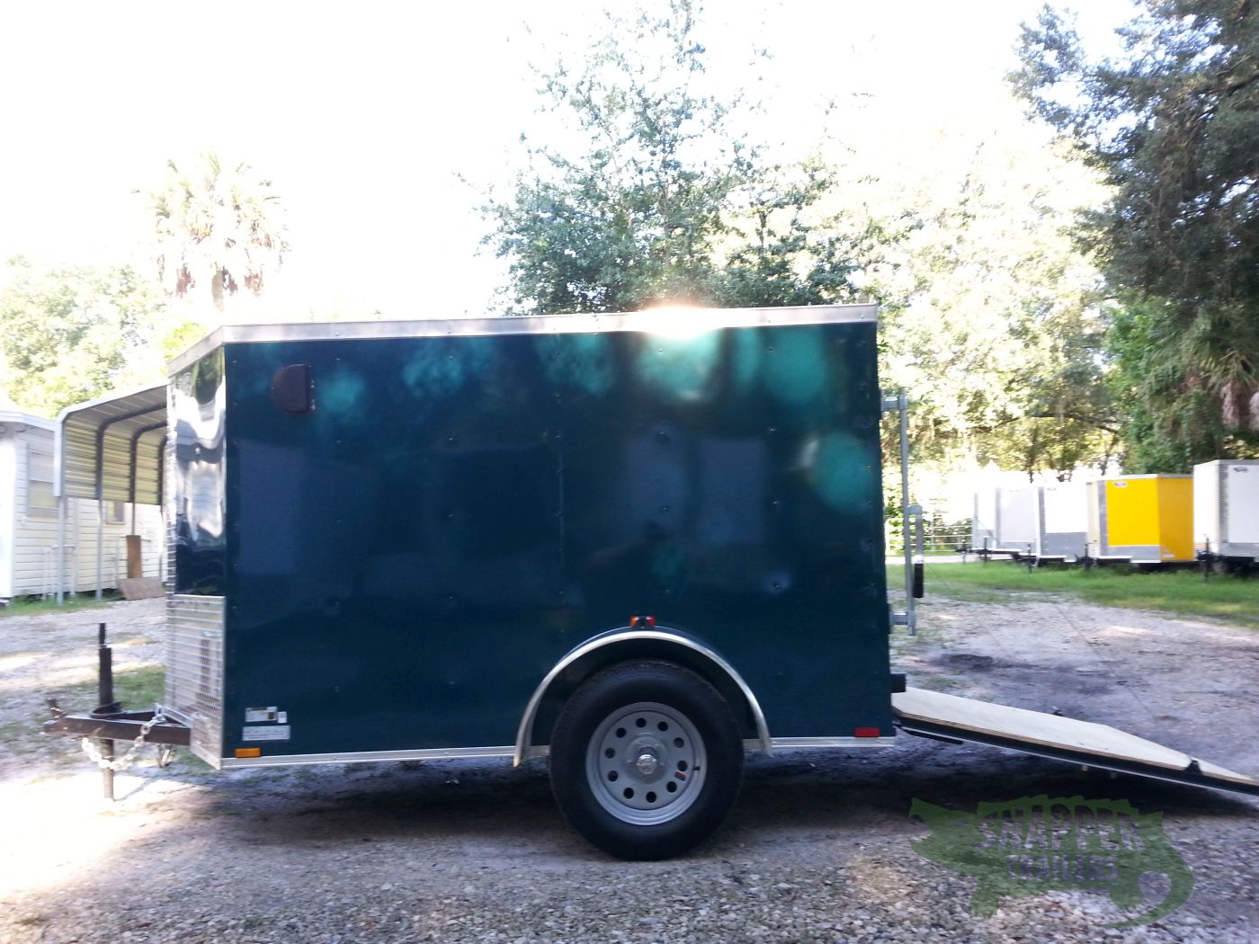 Quality Cargo 5x8 SA Trailer - Green, Ramp, Side Door, Side Vents - Image 3