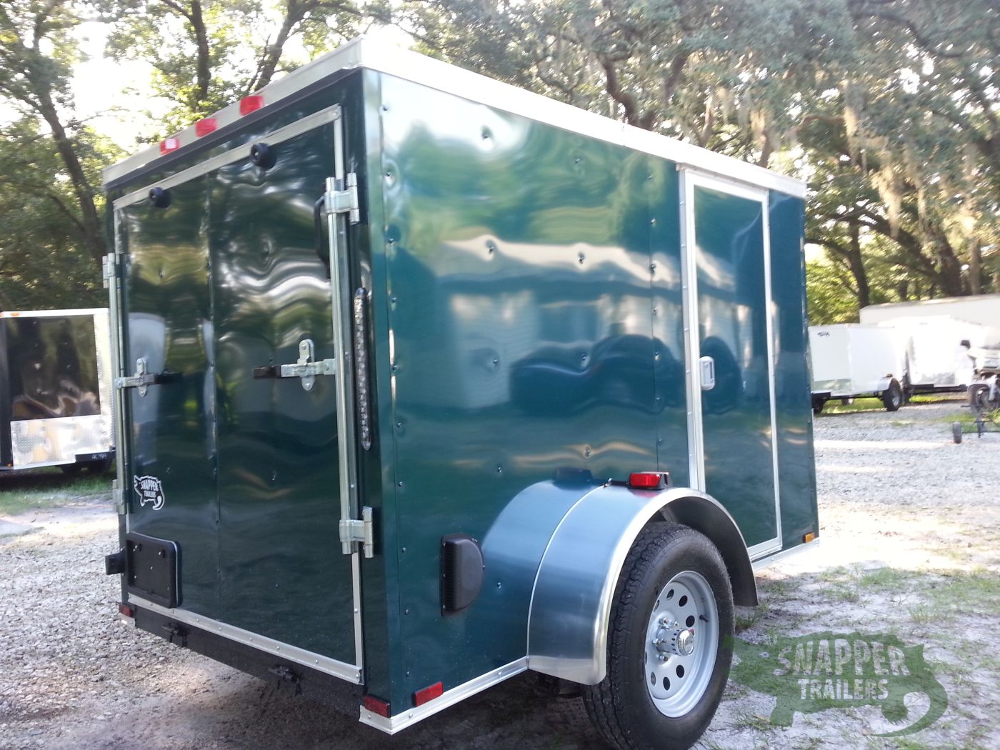 Quality Cargo 5x8 SA Trailer - Green, Ramp, Side Door, Side Vents - Image 10