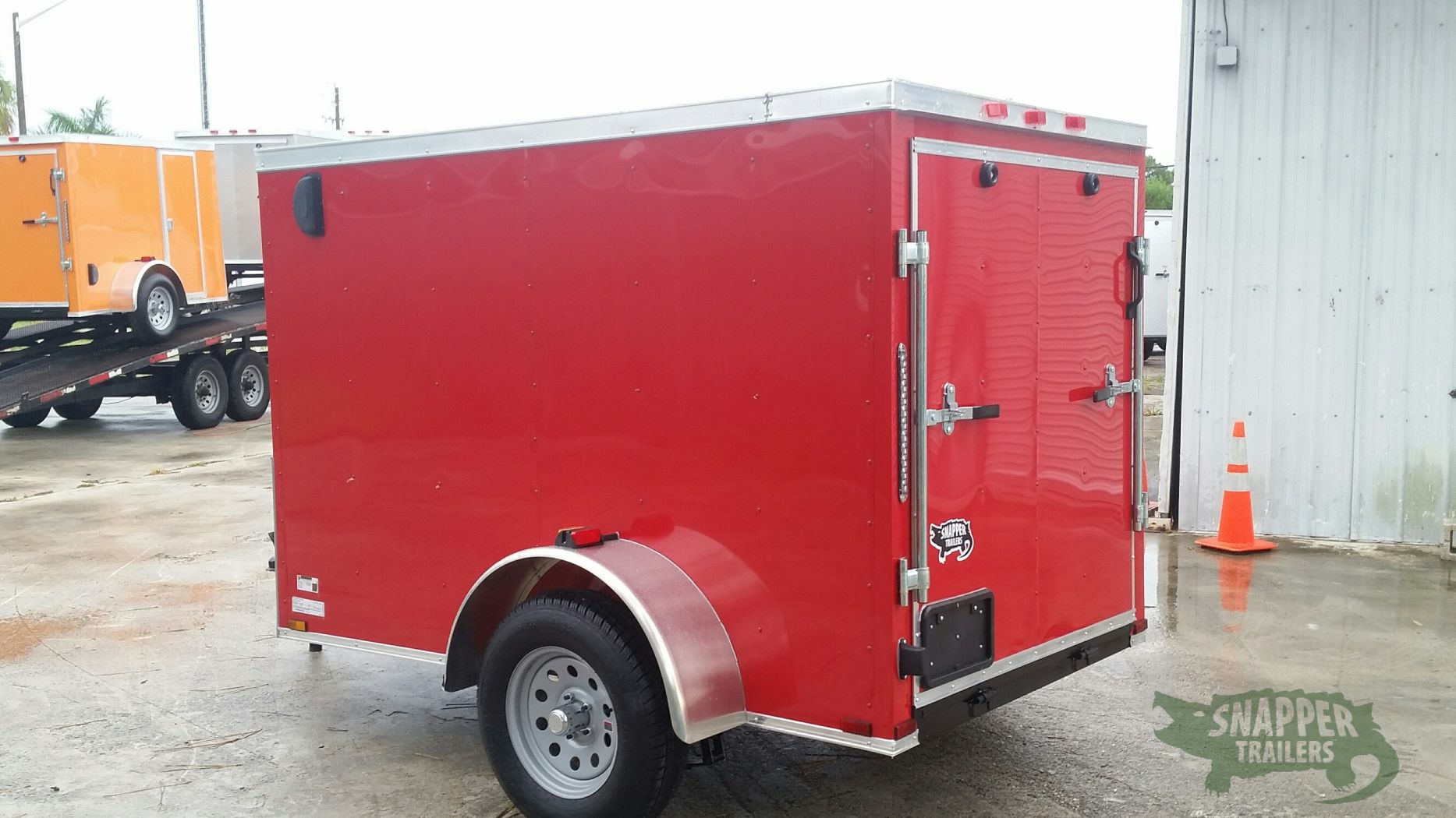 Quality Cargo 5x8 SA Trailer - Red, Ramp, Side Door, Side Vents - Image 5