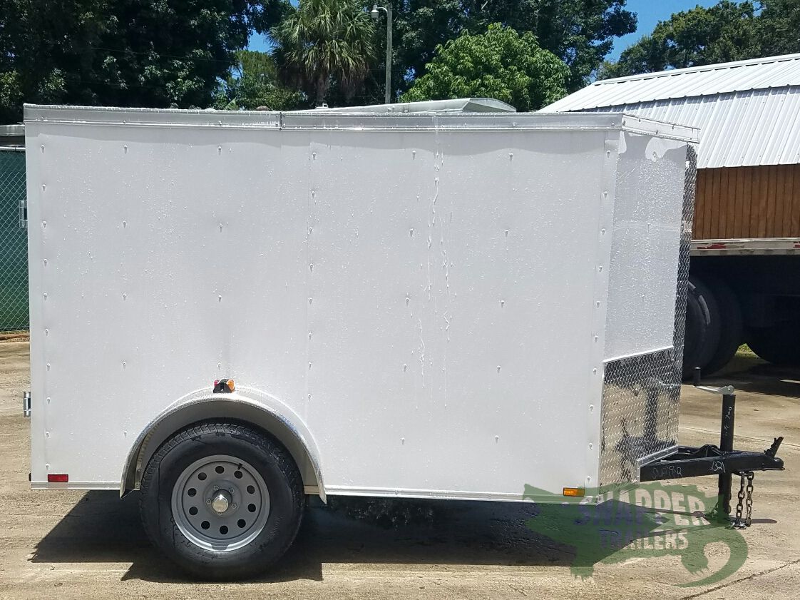 Quality Cargo 5x8 SA Trailer - White, Double Barn Doors