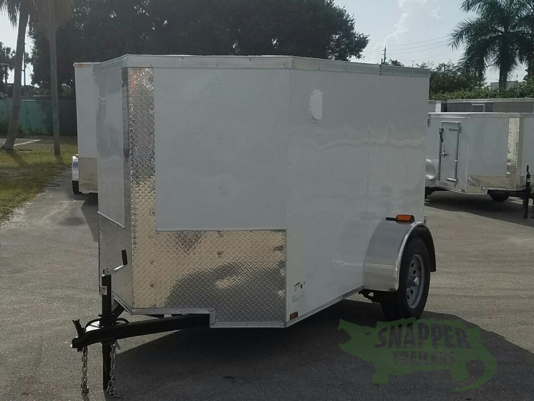 Quality Cargo 5x8 SA Trailer - White, Barn Doors, Side Door, Side Vents - Image 2