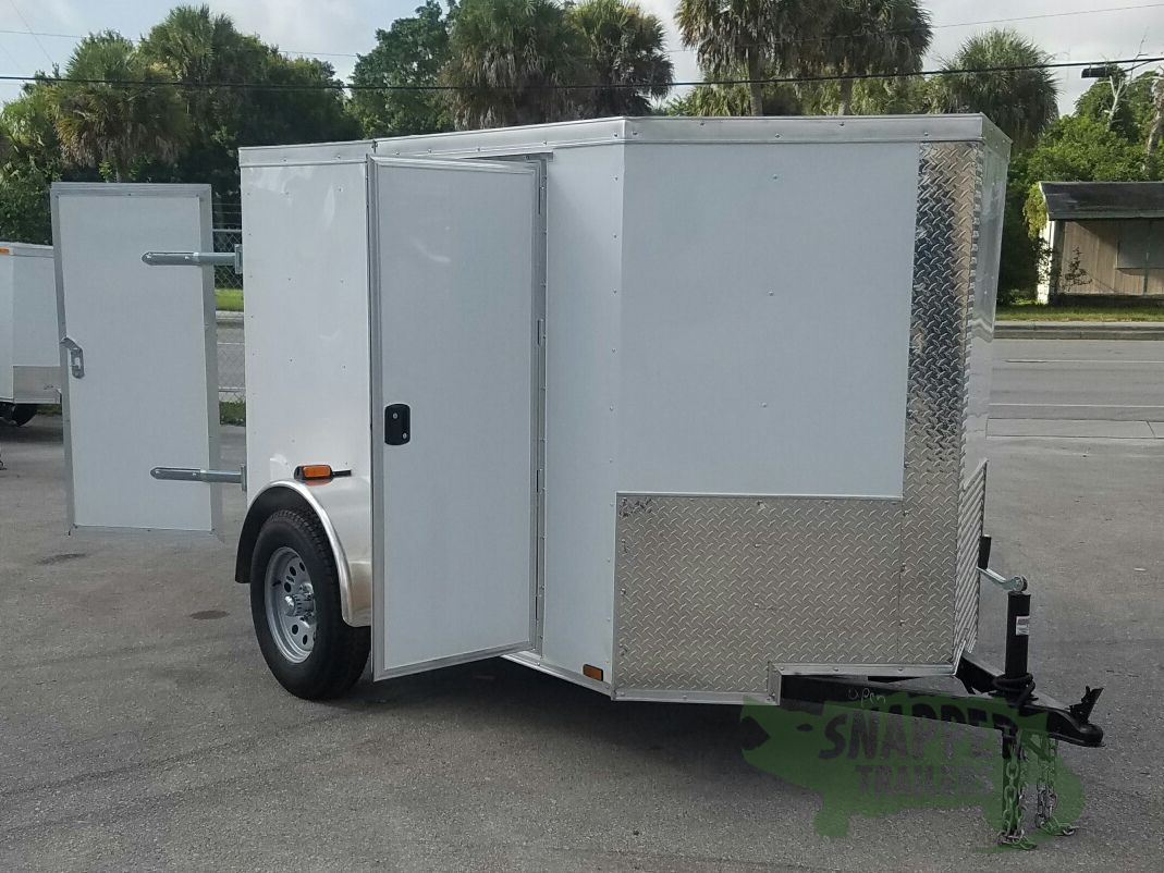 Quality Cargo 5x8 SA Trailer - White, Barn Doors, Side Door, Side Vents - Image 12