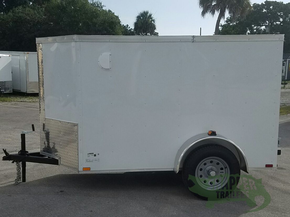 Quality Cargo 5x8 SA Trailer - White, Barn Doors, Side Door, Side Vents - Image 3