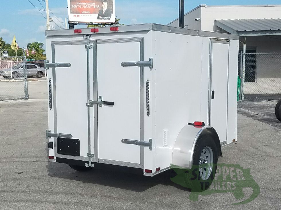 Quality Cargo 5x8 SA Trailer - White, Barn Doors, Side Door, Side Vents - Image 9