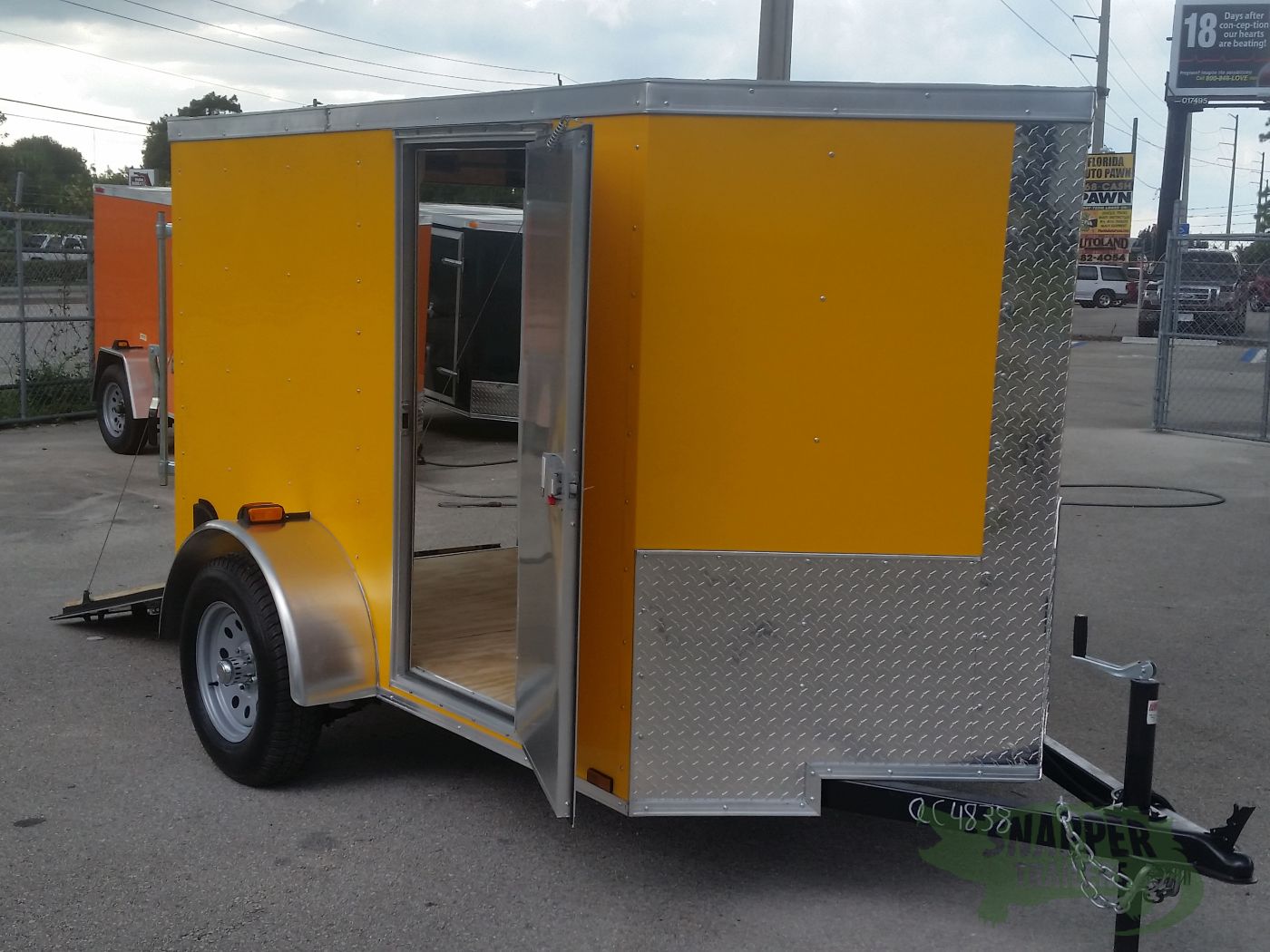 Quality Cargo 5x8 SA Trailer - Yellow, Ramp, Side Door, Side Vents - Image 12