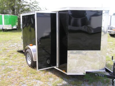 Quality Cargo 5x10 SA Trailer - Black, Ramp, Side Door, Roof Vent - Image 12