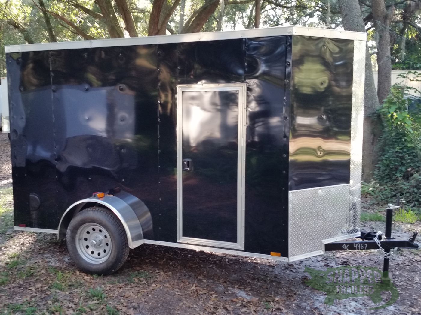 Quality Cargo 5x10 SA Trailer - Black, Ramp, Side Door, Side Vents, Extra Height