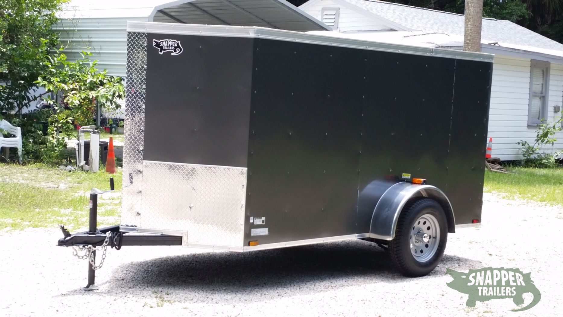 Quality Cargo 5x10 SA Trailer - Charcoal Grey, Ramp, Side Door, Roof Vent - Image 2