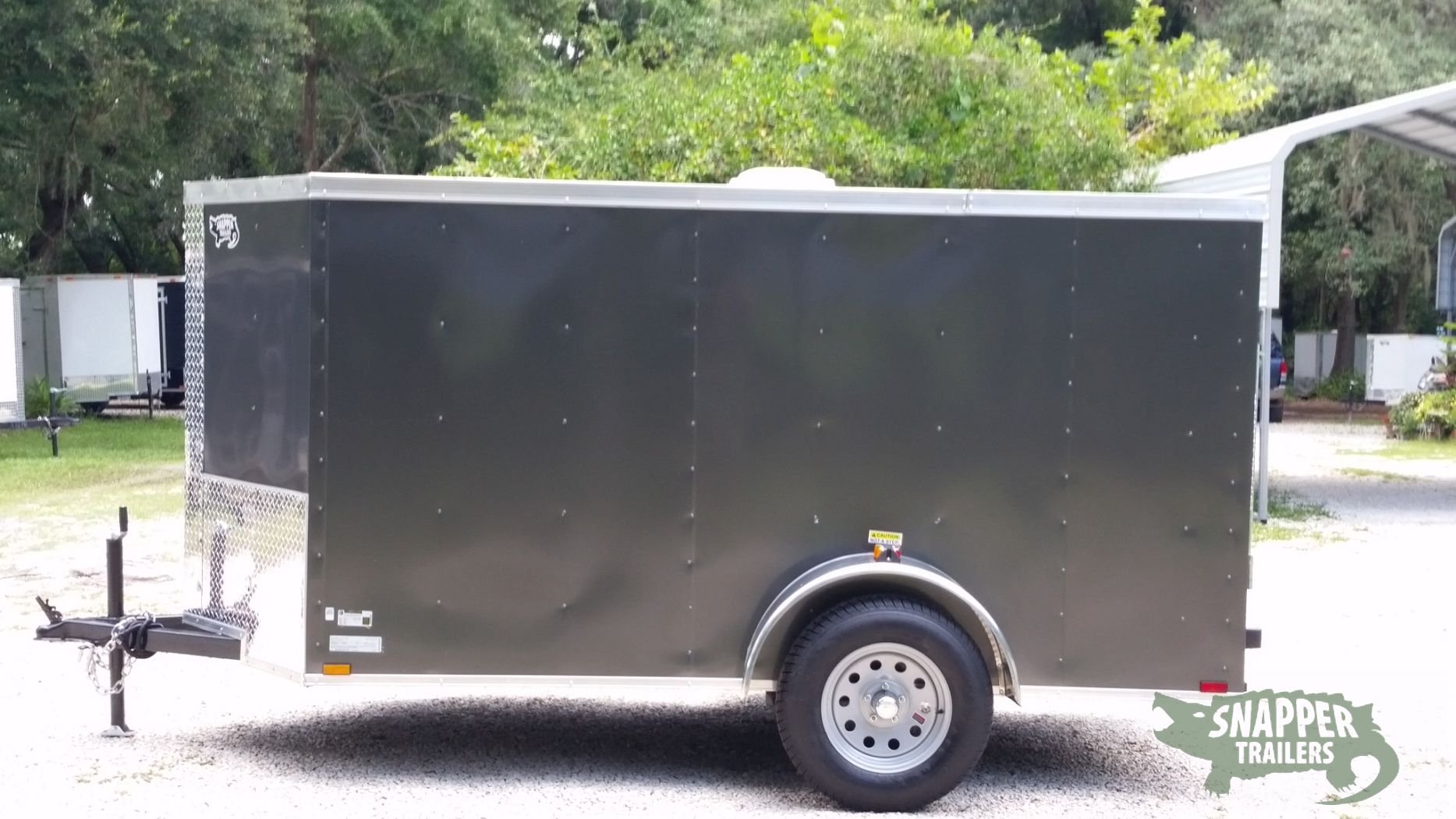 Quality Cargo 5x10 SA Trailer - Charcoal Grey, Ramp, Side Door, Roof Vent - Image 3
