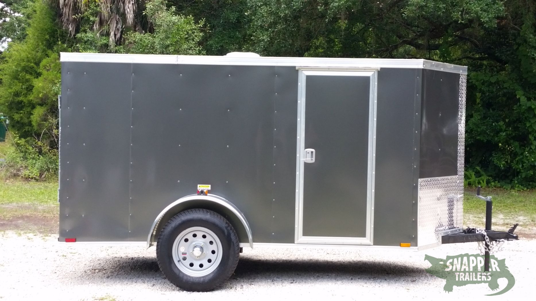Quality Cargo 5x10 SA Trailer - Charcoal Grey, Ramp, Side Door, Roof Vent