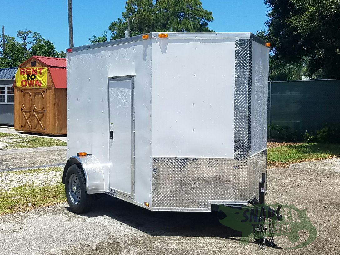 Quality Cargo 6x8 SA Trailer - White, Ramp, Side Door, Extra Height - Image 13