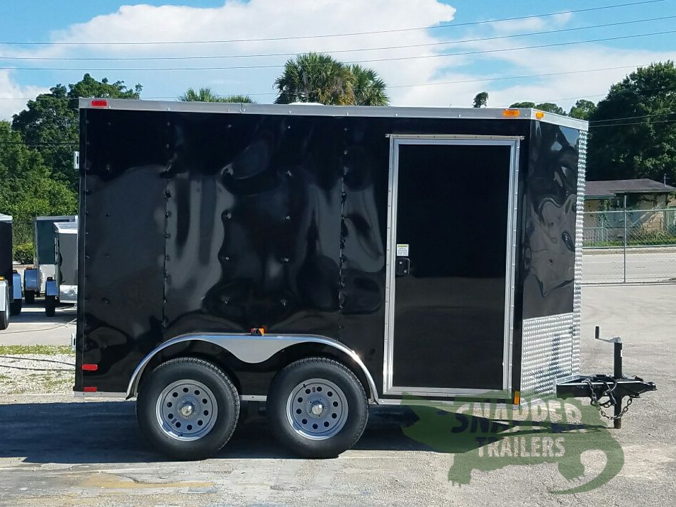 Quality Cargo 6x10 TA Trailer - Black, Double Abrn Doors, Side Door, Extra Height