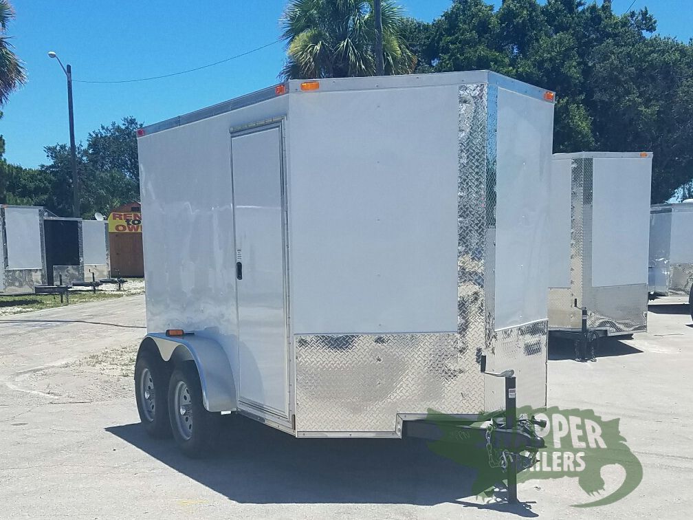Quality Cargo 6x10 TA Trailer - White, Ramp, Side Door, Extra Height