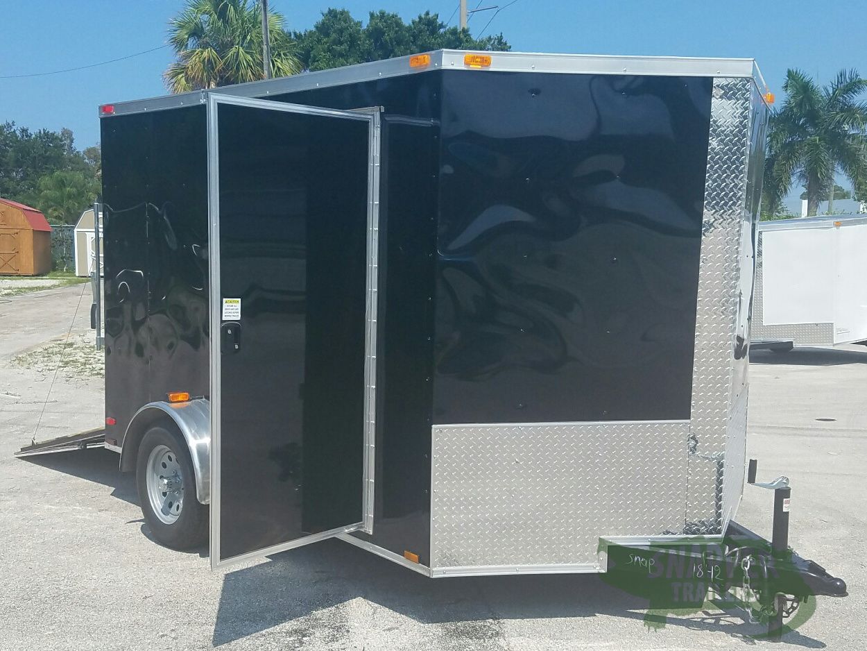 Quality Cargo 7x10 SA Trailer - Black, Ramp, Side Door, Extra Height, and Electric Brakes - Image 12