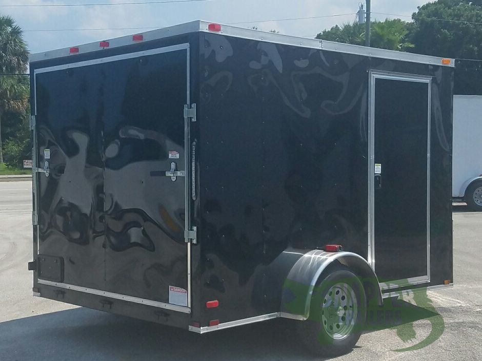 Quality Cargo 7x10 SA Trailer - Black, Ramp, Side Door, Extra Height, and Electric Brakes - Image 9