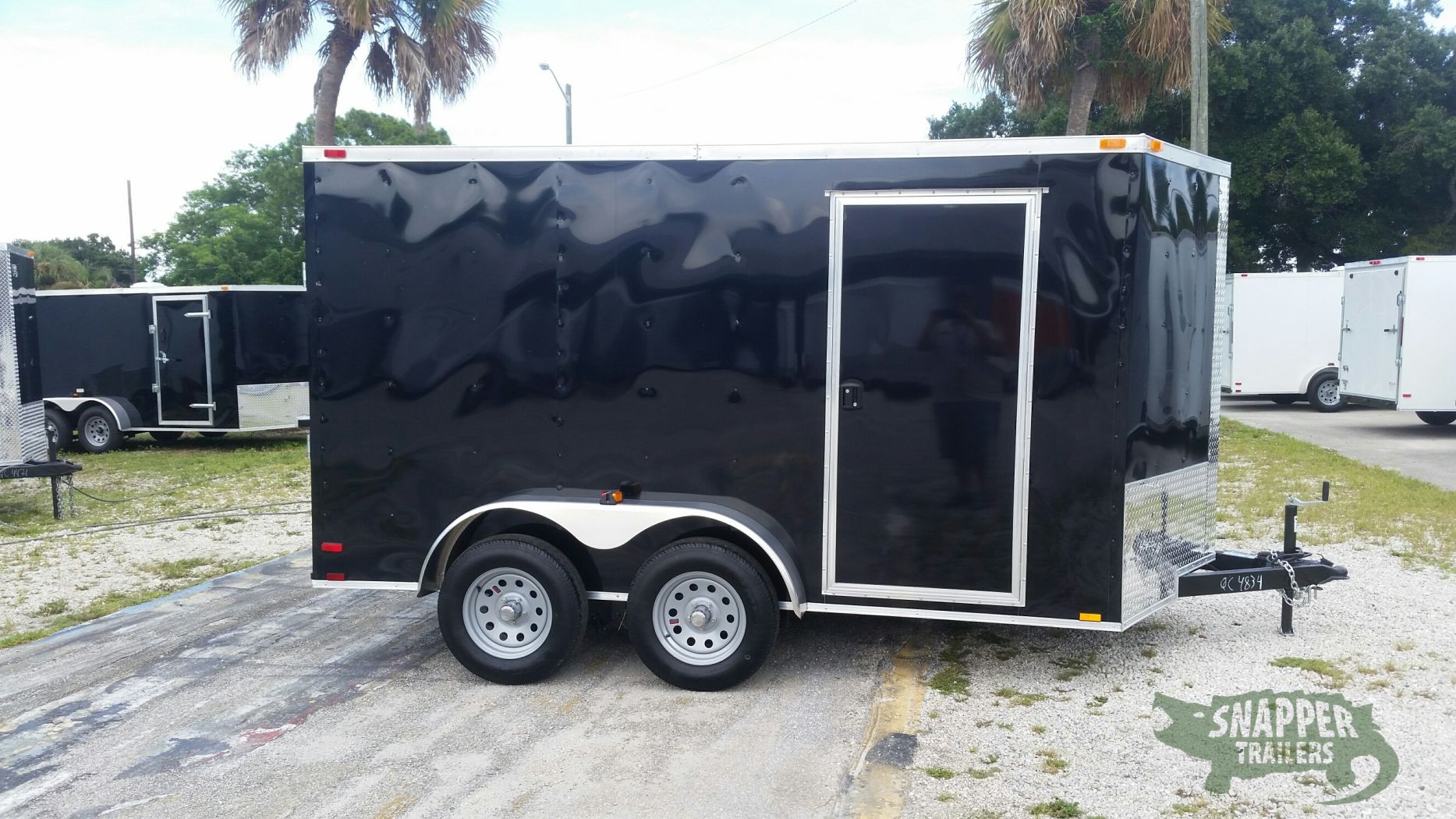 Quality Cargo 7x12 TA Trailer - Black, Ramp, Side Door, Extra Height