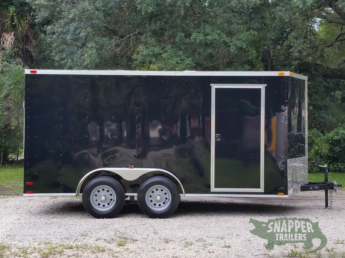 Quality Cargo 7x14 TA Trailer - Black, Ramp, Side Door, Extra Height