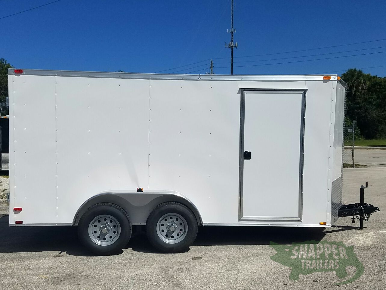 Quality Cargo 7x14 TA Trailer - White, Barn Doors, Side Door, Extra Height