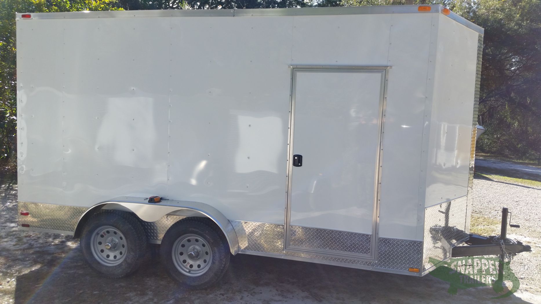 Quality Cargo 7x14 TA Trailer - White, Ramp, Side Door, Extra Height, ATP Wrap