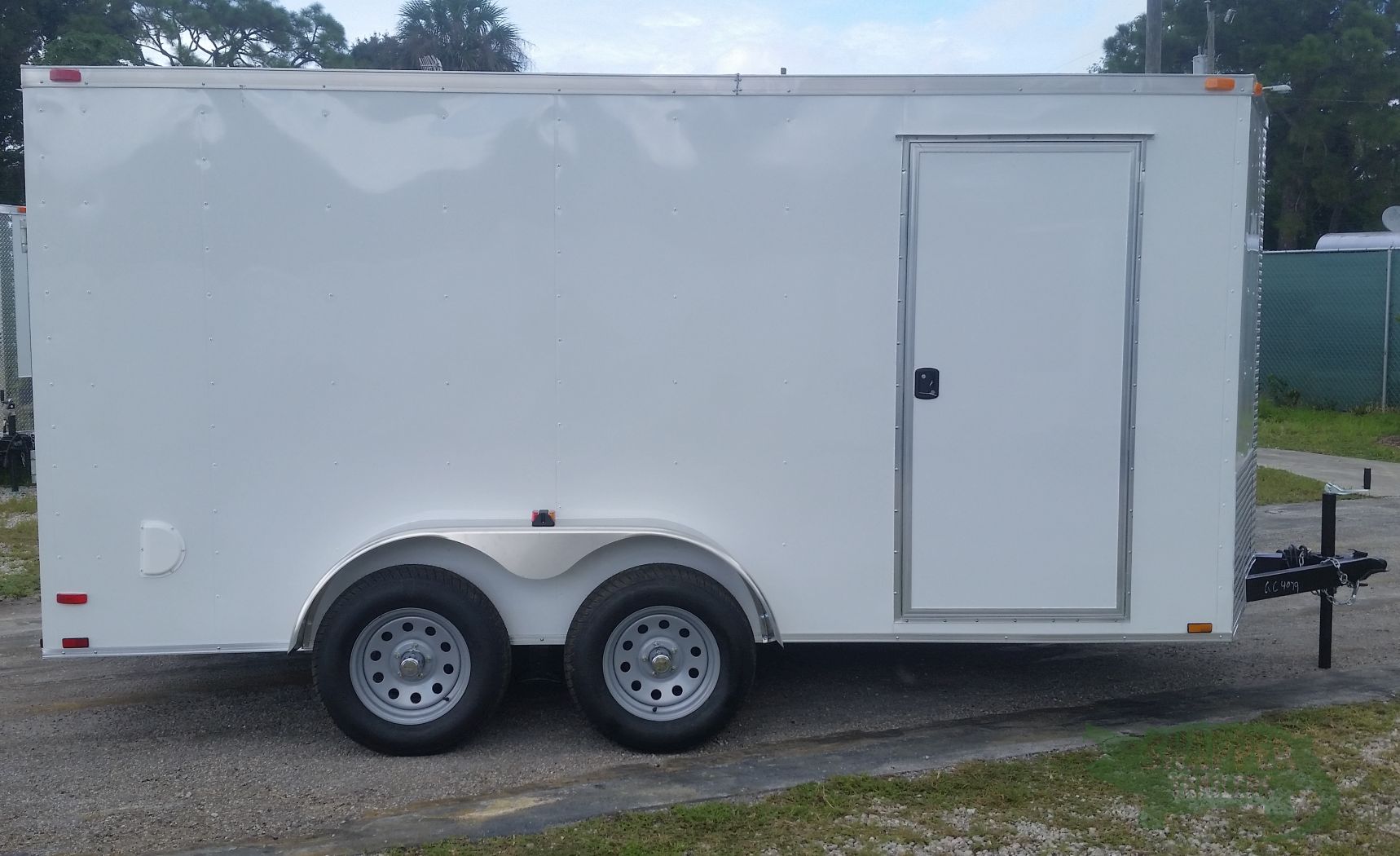 Quality Cargo 7x14 TA Trailer - White, Ramp, Side Door, Extra Height, Side Vents
