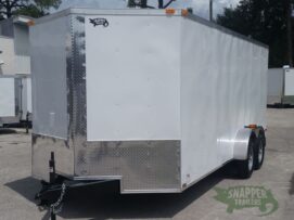 Alternative view of Quality Cargo 7x18 TA Trailer - White, Ramp, Side Door, Extra Height