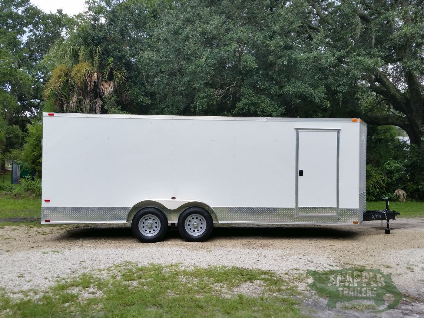 Quality Cargo 7x20 TA Trailer - White, Ramp, Side Door, Extra Height, ATP Wrap