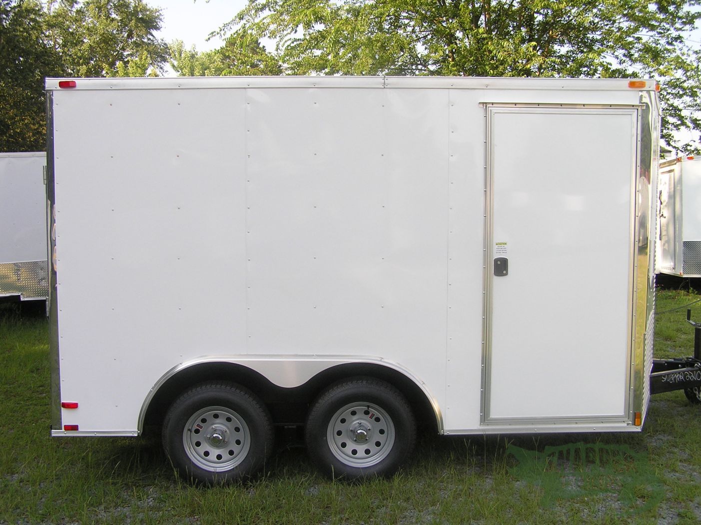 Quality Cargo 8.5x12 TA Trailer - White, Ramp, Side Door, and D-Rings