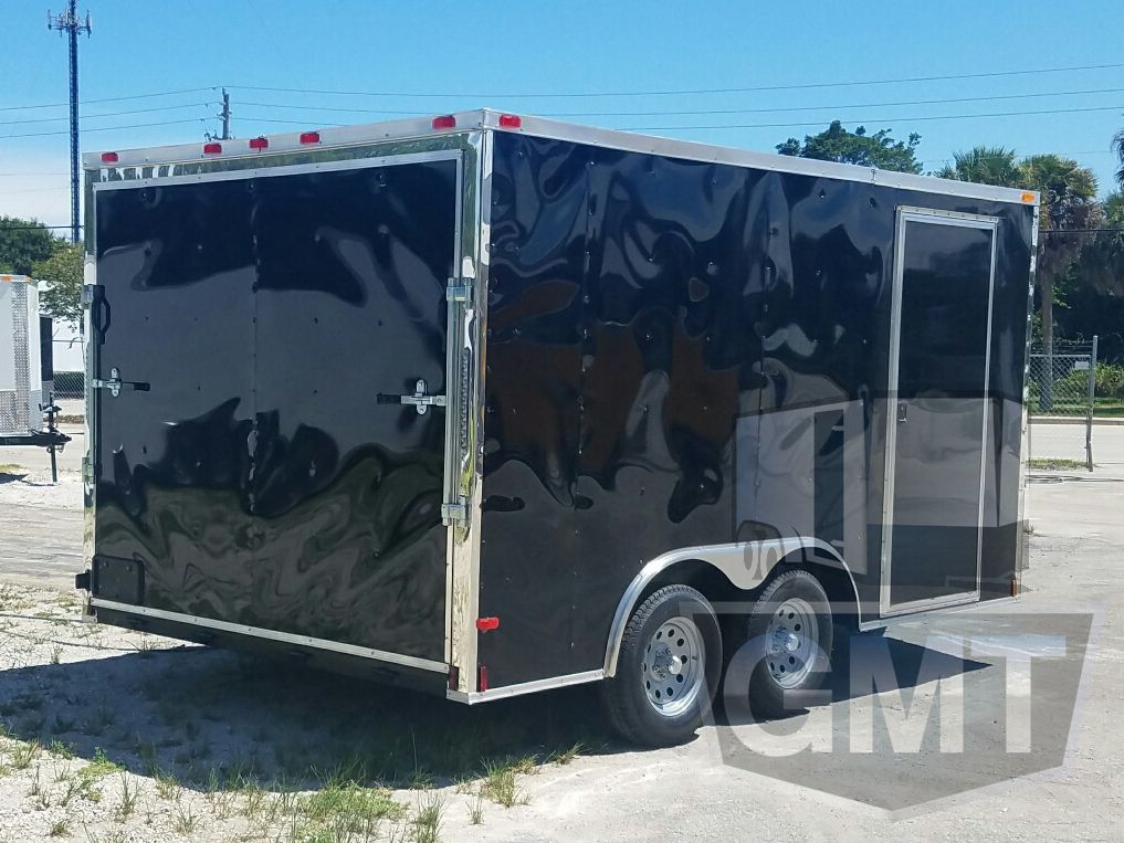 Quality Cargo 8.5x14 TA Trailer - Black, Ramp, Side Door, and D-Rings - Image 9