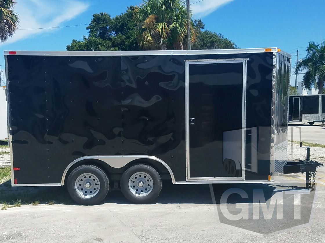 Quality Cargo 8.5x14 TA Trailer - Black, Ramp, Side Door, and D-Rings