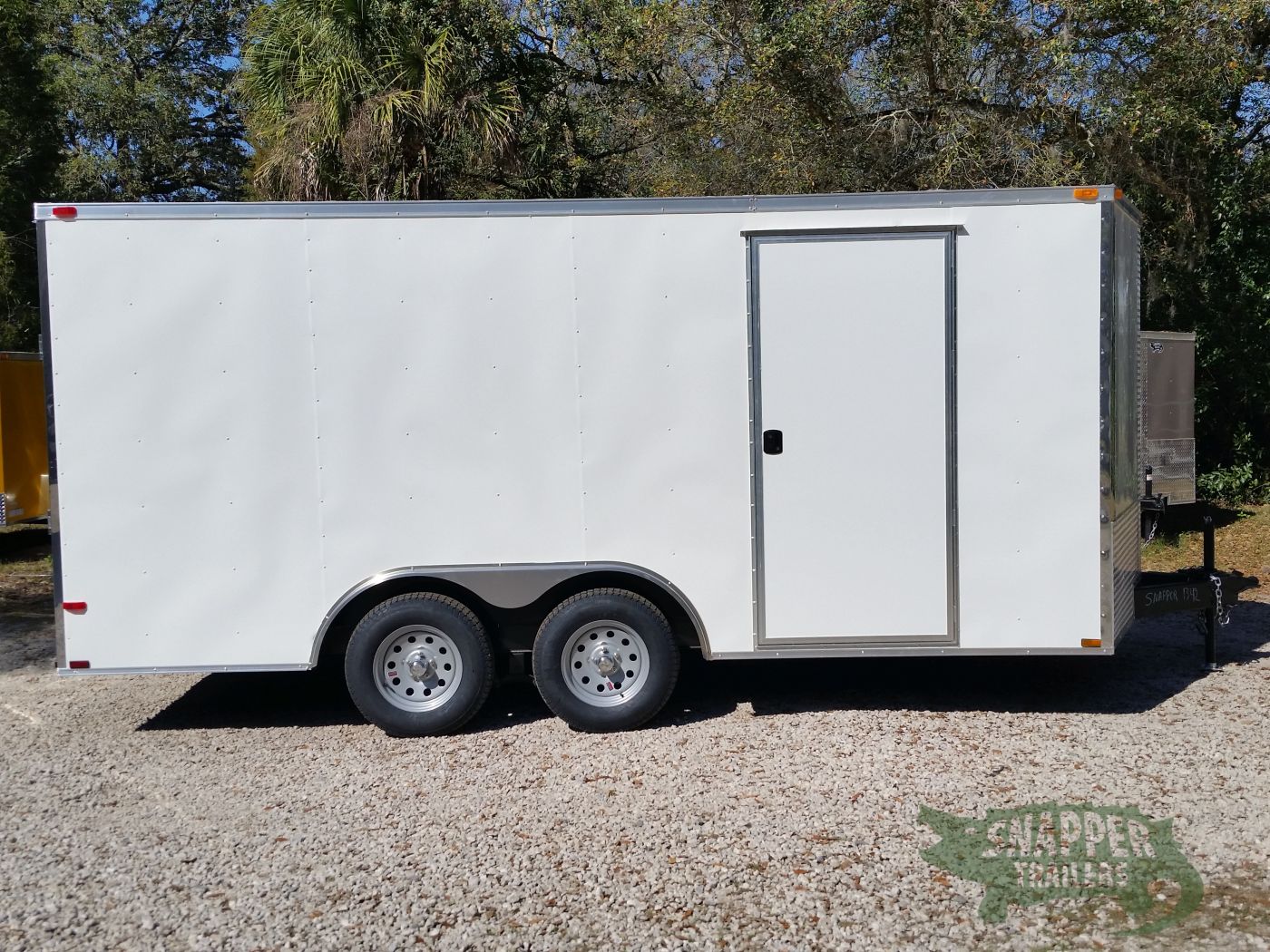 Quality Cargo 8.5x16 TA Trailer - White, Ramp, Side Door, and D-Rings