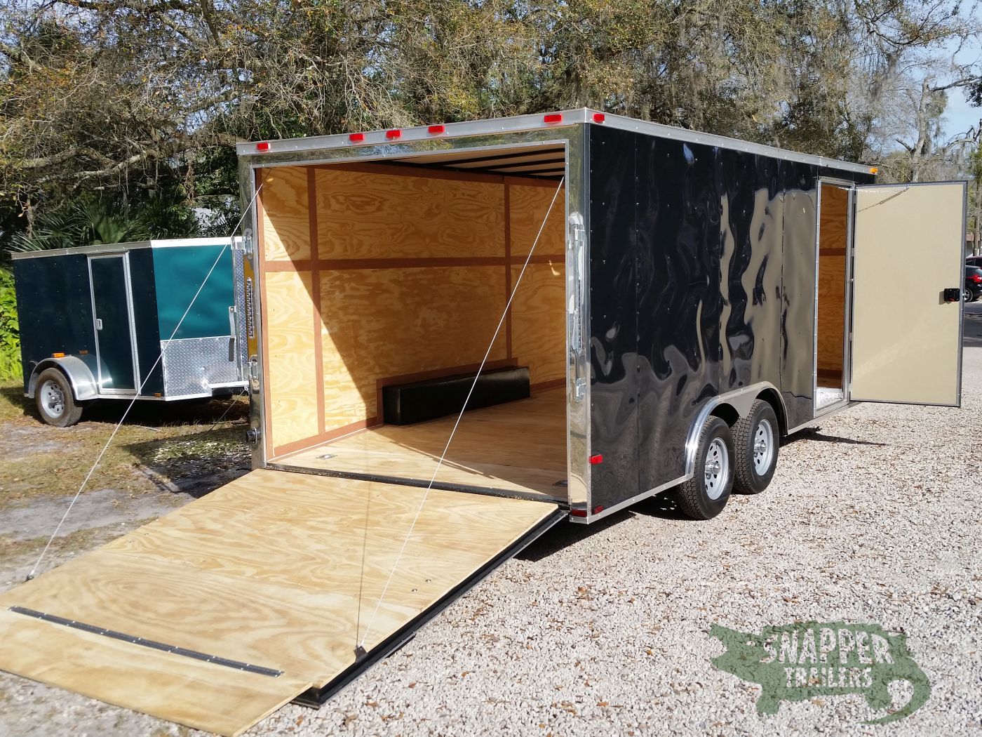 Quality Cargo 8.5x18 TA Trailer - Black, Ramp, Side Door, and D-Rings - Image 7