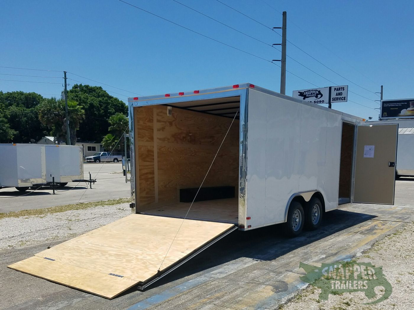 Quality Cargo 8.5x18 TA Trailer - White, Ramp, Side Door, and D-Rings - Image 8