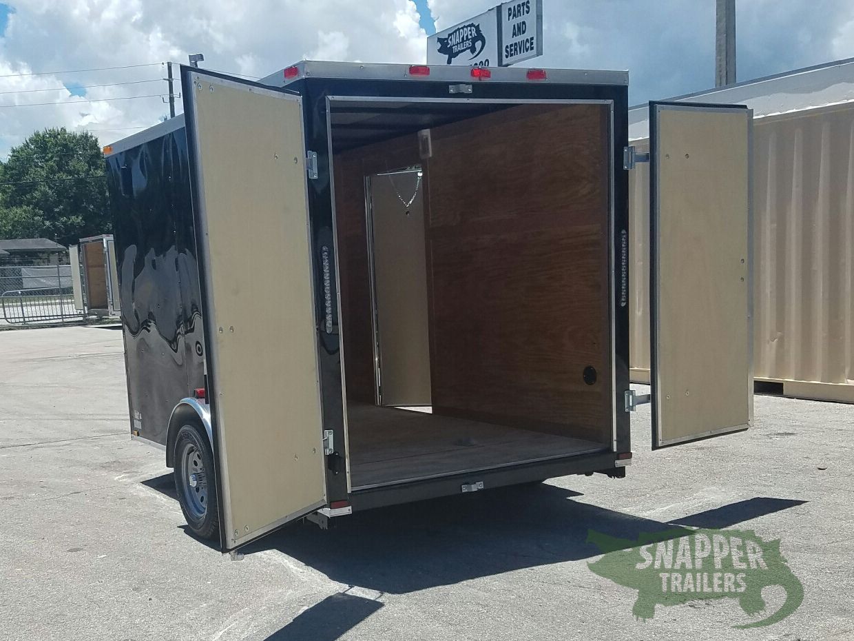 Quality Cargo 6x10 SA Trailer - Black, Double Barn Doors, Side Door, Extra Height - Image 5
