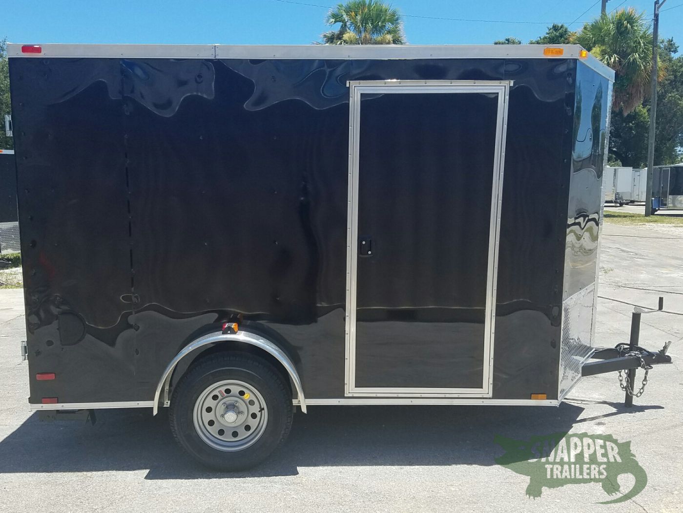 Quality Cargo 6x10 SA Trailer - Black, Double Barn Doors, Side Door, Extra Height