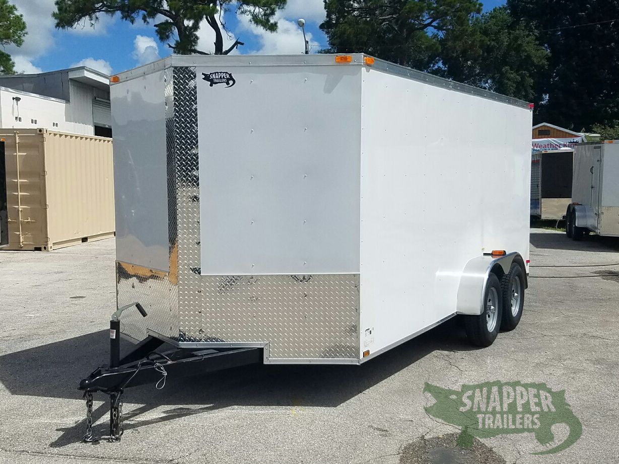 Quality Cargo 7x16 TA Trailer - White, Ramp, Side Door, Extra Height, Extended Tongue - Image 2