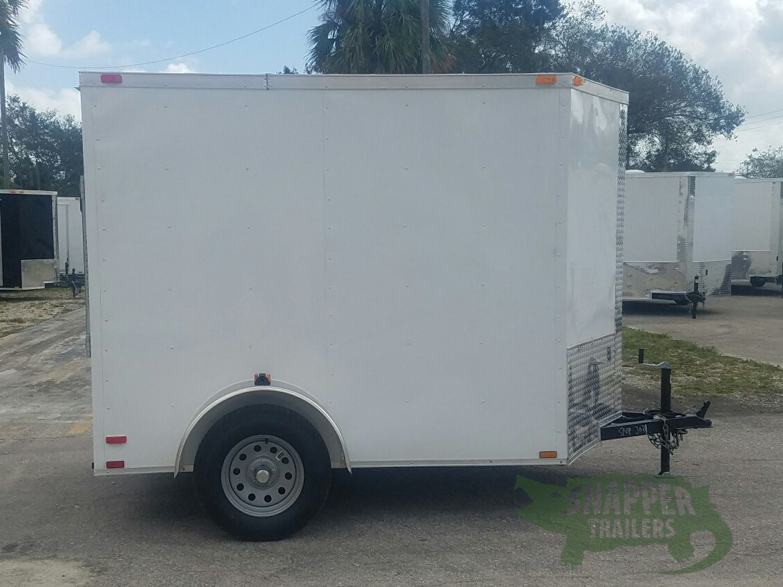 Quality Cargo 6x8 SA Trailer - White, Ramp, Extra Height