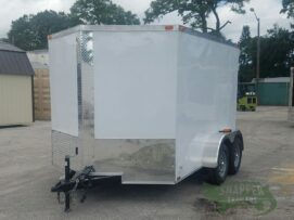 Alternative view of Quality Cargo 7x10 TA Trailer - White, Barn Doors, Side Door, Extra Height