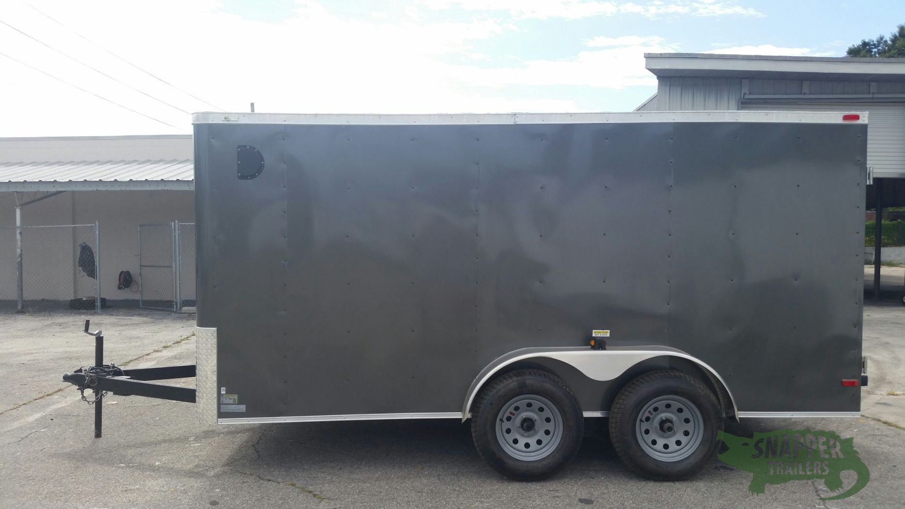 7x14 Ta Trailer Charcoal Gray Double Doors Side Door Flat