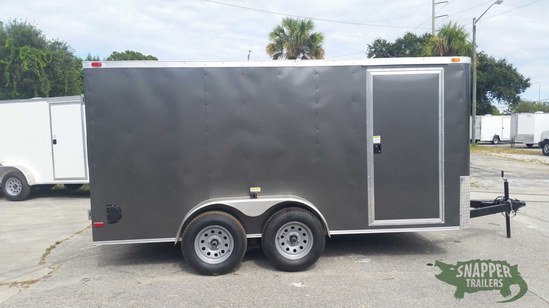 South Georgia Cargo 7x14 TA Trailer - Charcoal Gray, Double Doors, Side Door, Flat Front